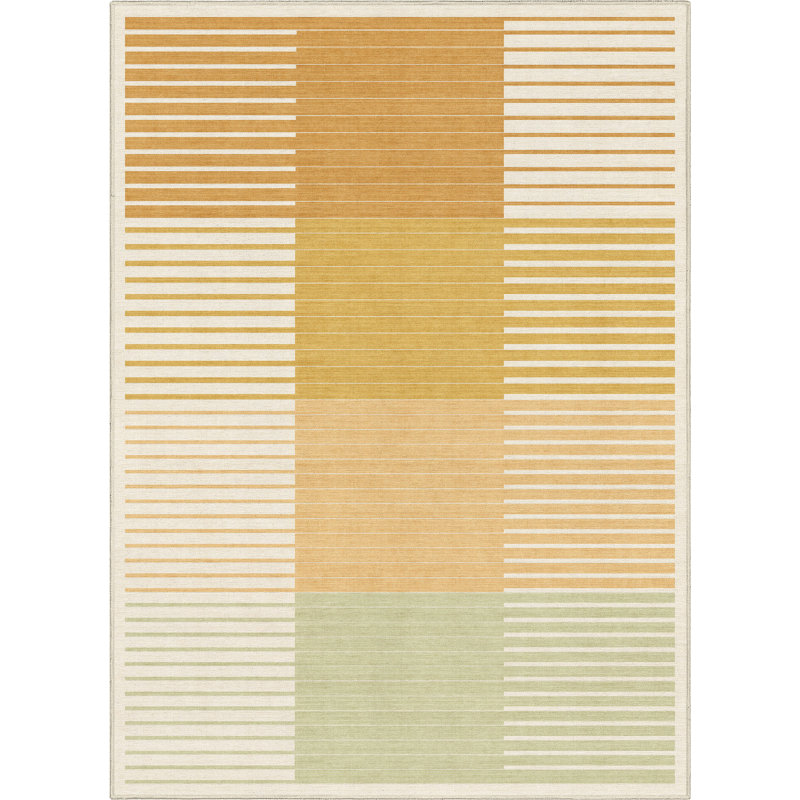 Kehr Modern Geometric Yellow Multi Art Flatwoven Rug – Easy Clean & Durable, Rectangle 7'3" x 5'3"