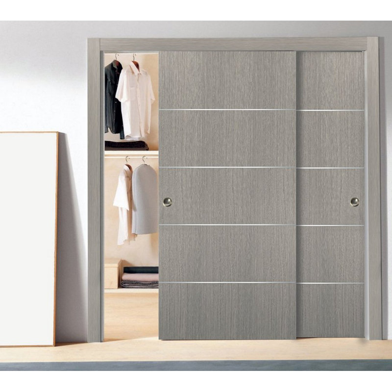 Portes coulissantes en bois Planum, 56 po x 84 po, Gris