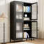 Armoire de rangement en métal classique avec 4 portes en verre et 4 tablettes, bibliothèque autoportante et armoire d'appoint