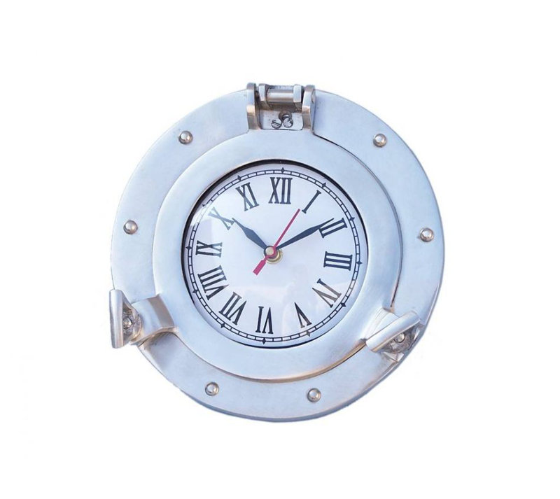 Horloge murale analogique 8 po Myah, Nickel brossé