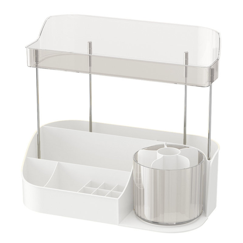 Boîte de rangement rotative pour cosmétiques à grande capacité 2 couches 360 °, Blanc