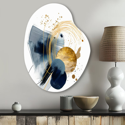 Charlize - décoration murale géométrique de forme irrégulière, reproduction d'art asymétrique bleue en métal