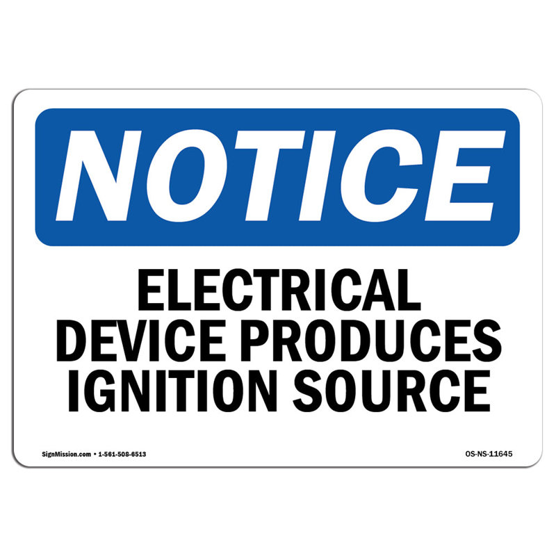 Avis - Un appareil électrique produit une enseigne de source d'allumage
