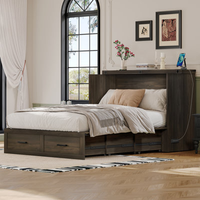 Versatile Foldable Cabinet Bed With Large Storage And Charging Feature