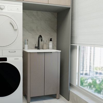 Meuble-lavabo avec portes et comptoir en résine Freestand
