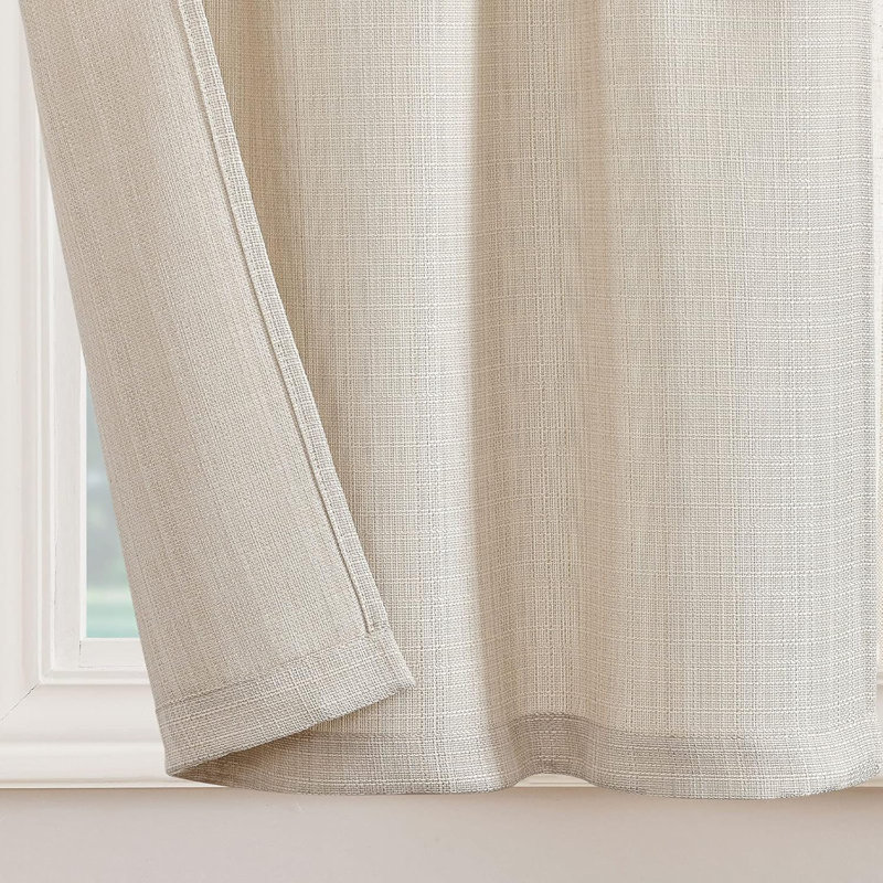 Rideaux de cuisine en lin uni, Beige, L 28 po x L 36 po