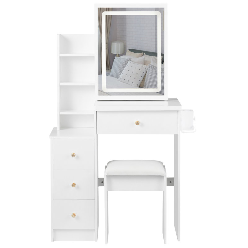 Table de chevet avec armoire de chevet, Blanc