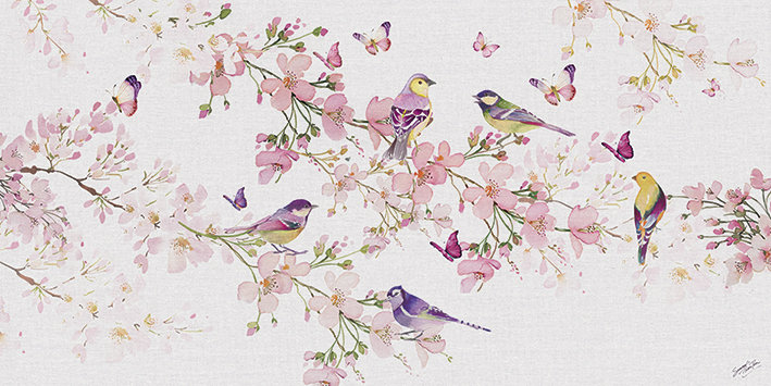 Birds And Blossom - Wrapped Canvas Print, Wrapped Canvas