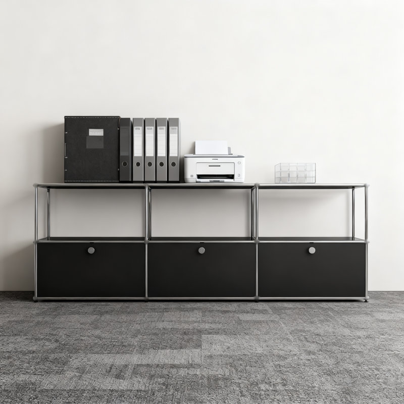 Modern Modular Metal Storage Cabinet with Adjustable Shelves, Multipurpose Office Storage Organizer with Soft-Close Doors, Heavy-Duty Steel Cabinet for Home Office, Living Room, Entryway or Kitchen