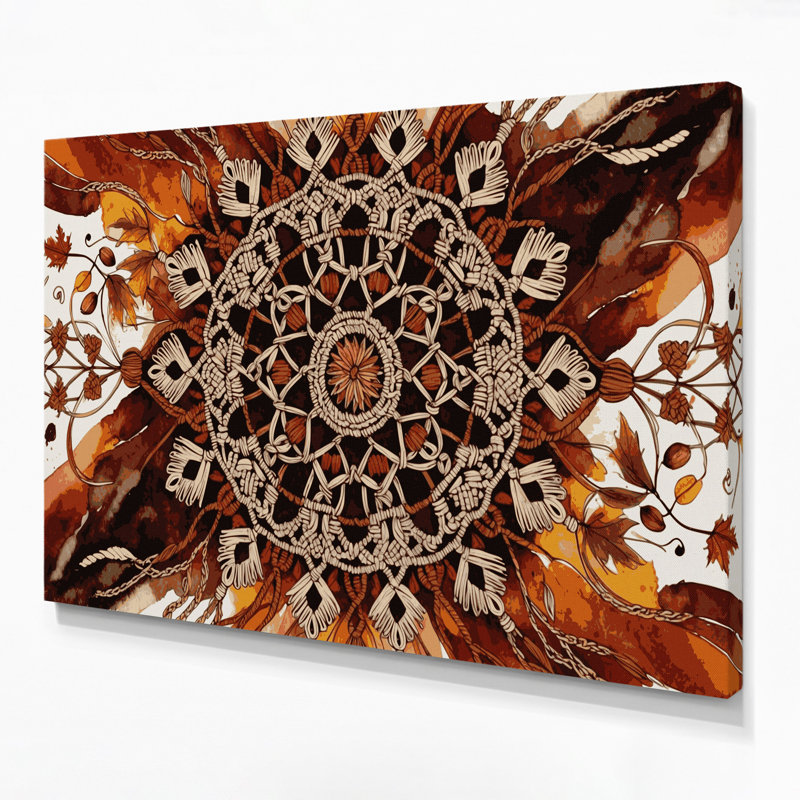 «Thanksgiving Boho macrame automne», art mural sur toile brune, H 11 po x l 14 po