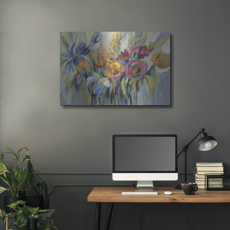 Art mural en métal luxueux «Fire Flowers» par Silvia Vassileva, 36 po x 24 po, H 24 po x l 36 po