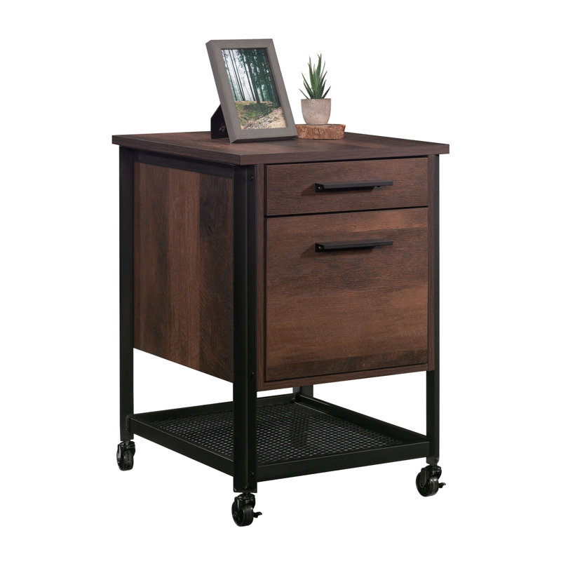 Pedestal File Cabinet, Brown Finish