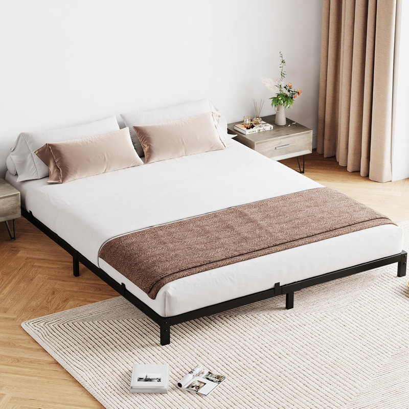 Metal Bed Frame - 14 Inch Heavy Duty Platform with Sturdy Steel Slats - Modern Minimalist Design - Ample Under Bed Storage - Noise-Free - No Box Vernal Needed - Easy Assembly