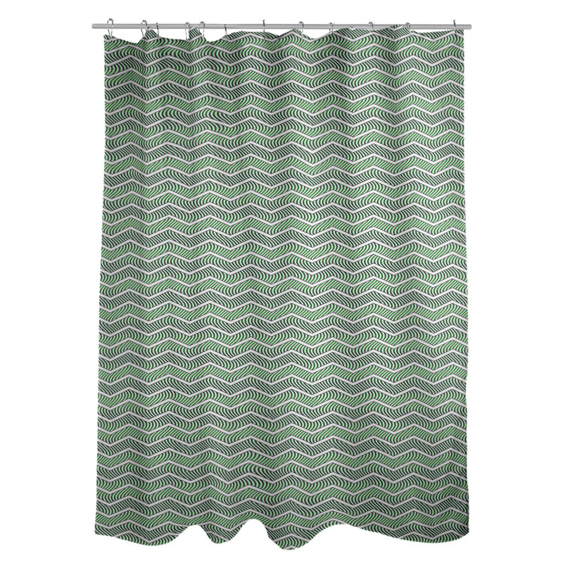 Rideau de douche simple à chevrons ondulés, Vert