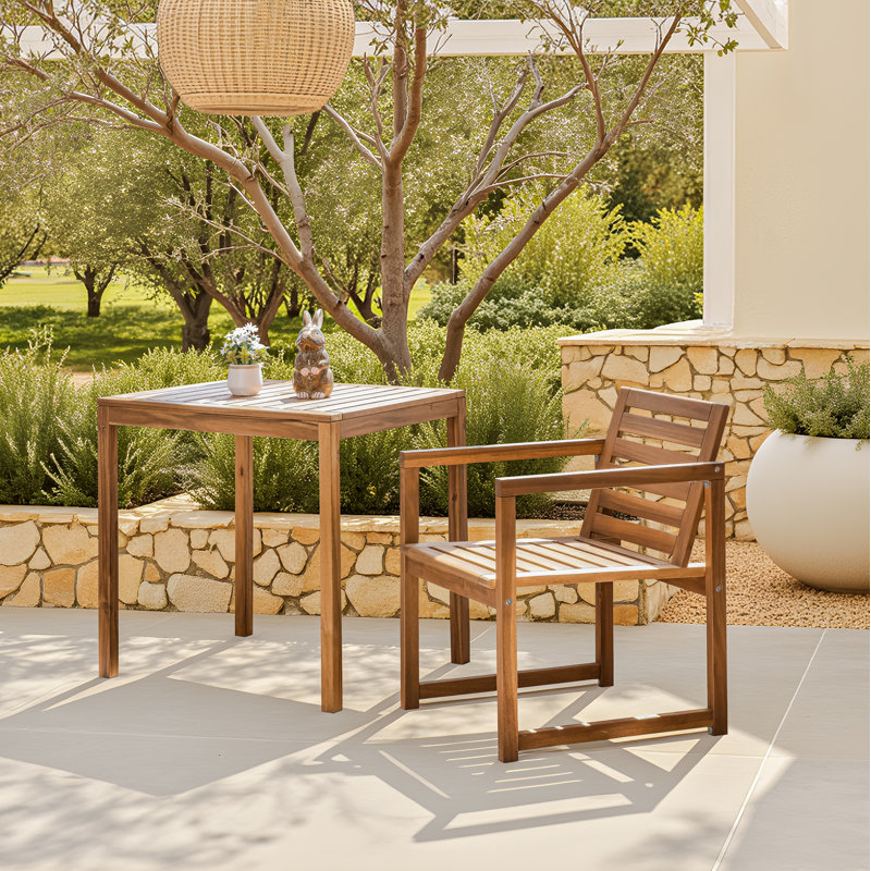 3 Piece Solid Wood Patio Dining Set