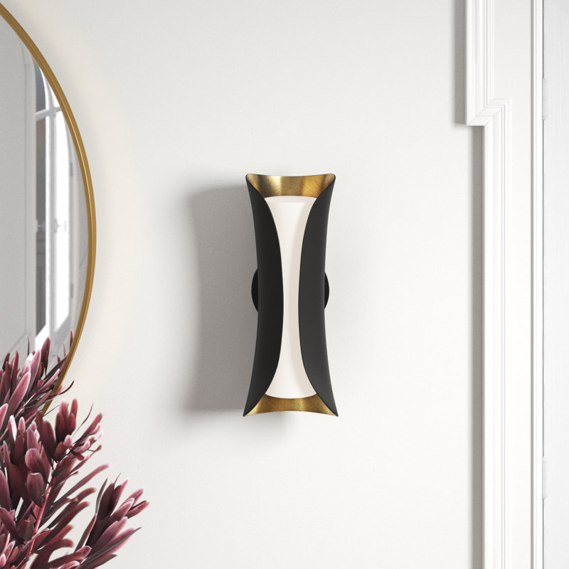 Elegant Gold Leaf & Black Opal Glass Dimmable Wall Sconce