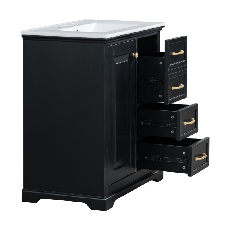 Meuble-lavabo 30 po avec cabinet de lavabo avec tiroirs, structure solide et panneau de fibres à densité moyenne