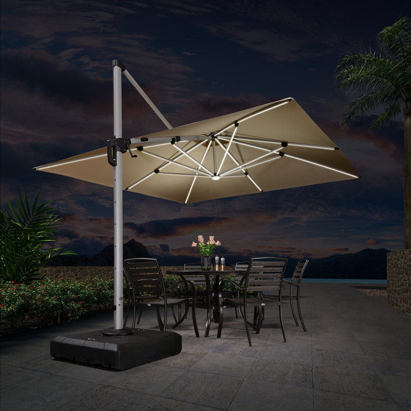 Parasol d'extérieur carré 11 pi, Beige