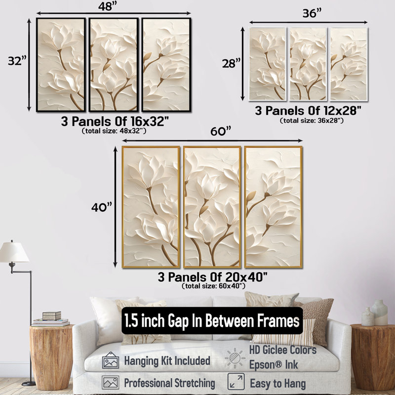 Ensemble de salon Adalbern - Magnolia, H 28 po x l 36 po, Reproduction avec cadre flottant, Silver