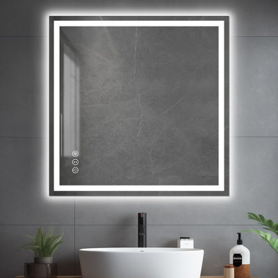 LED Bathroom Mirror With Backlit And Front Light, Memory Function, Anti-Fog, 3 Color Temperatures & Dimmable Light