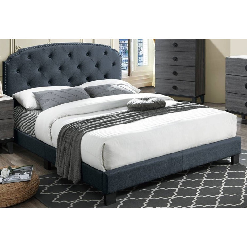 Jaquavien Upholstered Platform Bed, Charcoal, Queen