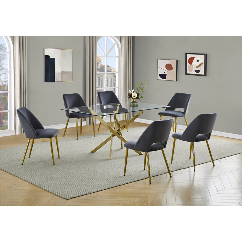 Arieyana 6 - Person Trestle Dining Set, Dark Gray