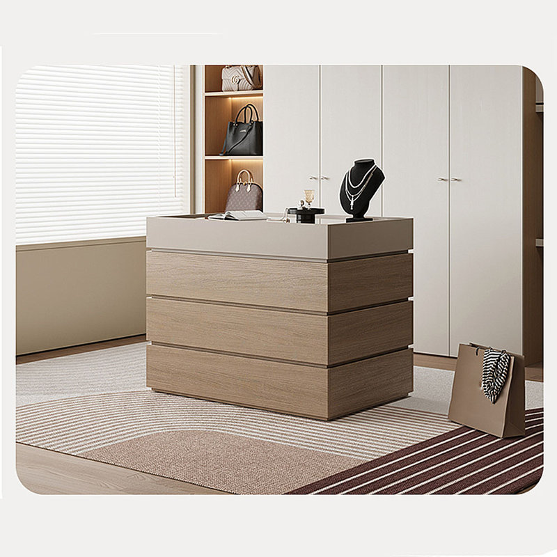 Simple Jewelry Storage Dresser Drawers Cabinet, Brown/Khaki