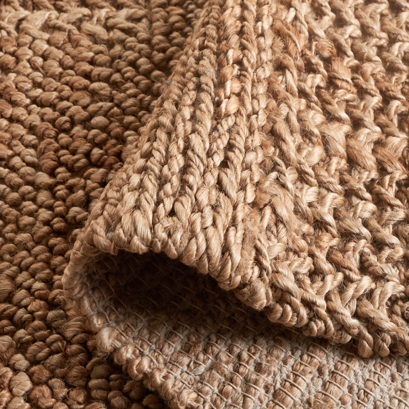 Tapis en coton de chanvre indien tissé à la main Adarryll, Carré 6 pi