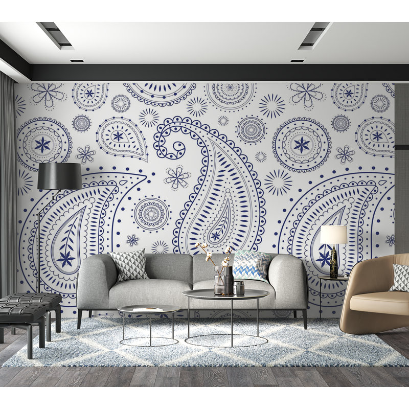 Premium Wallpaper Wall Mural - Paisley Pattern, 108" L x 150" W