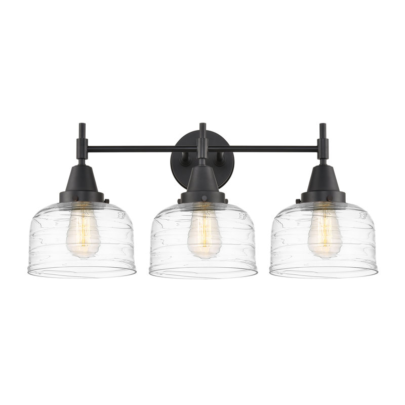 Amede 3 - Light Dimmable Vanity Light, Matte Black, Clear Deco Swirl