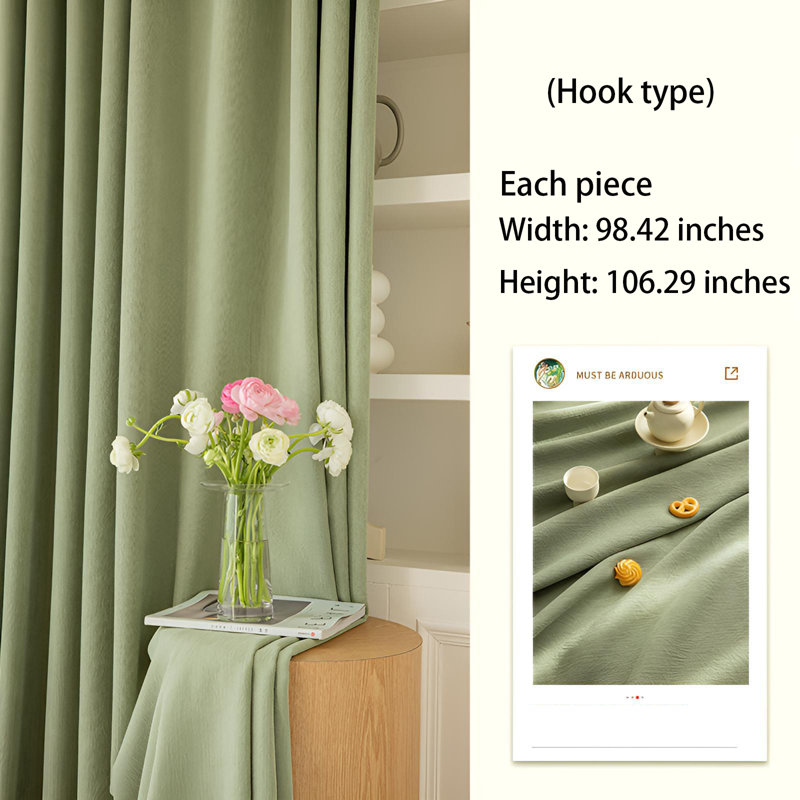 Chenille Room Darkening Curtain Pair, 98.43" W x 106.3" L