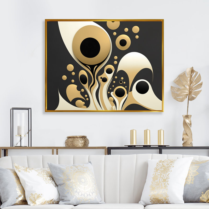 «Dougan Golden Circular Universe III», reproduction sur toile, H 34 po x l 44 po x P 1,5 po, Cadre flottant doré