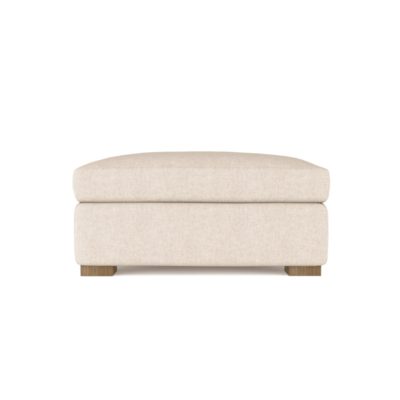 Crosby Ottoman, Plush Velvet Oyster, Dark Brown