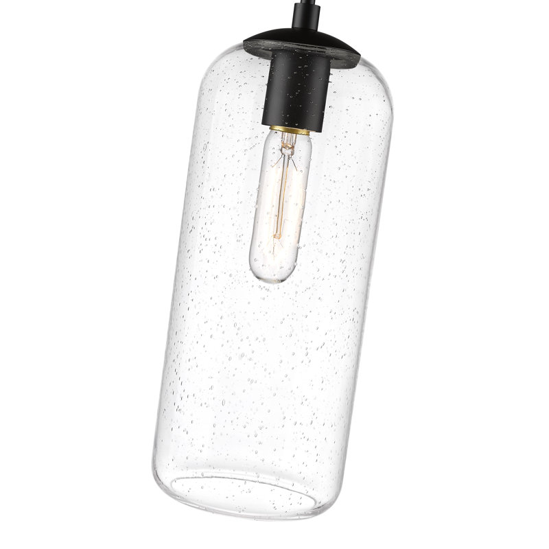 Luminaire suspendu 1 lumière Campos, Transparent, Noir mat, H 127 po x l 5,25 po x P 5,25 po