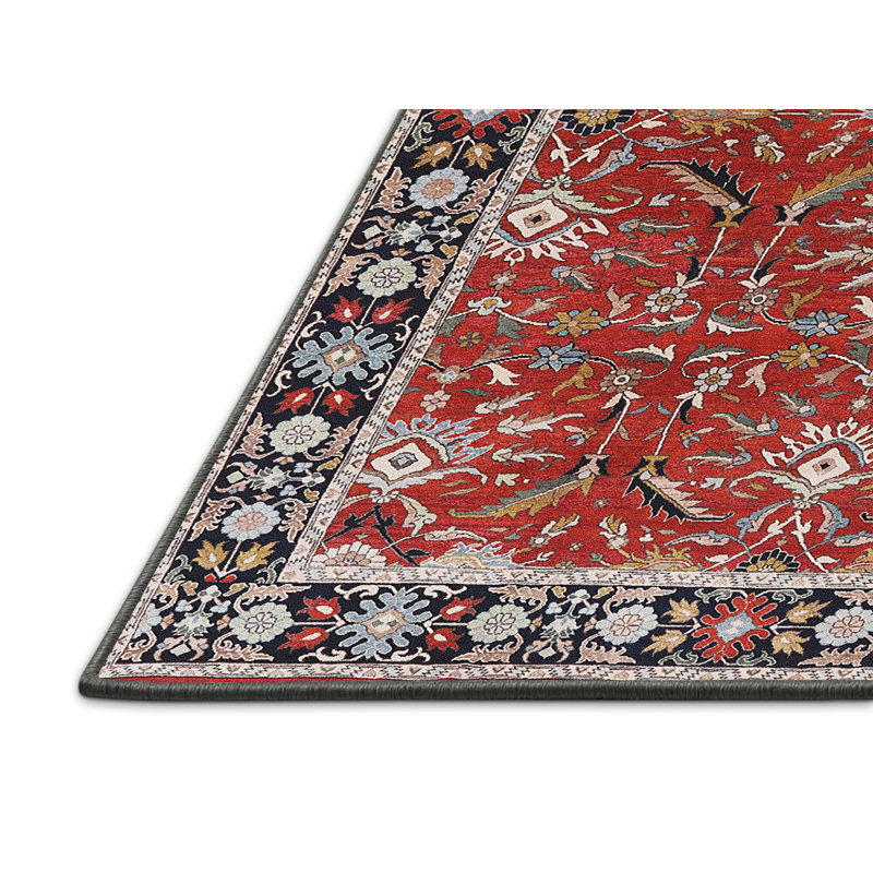 Tapis oriental rouge / noir / bleu, Rectangle 7 pi x 9 pi