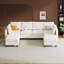 Canapé modulaire modulaire avec repose-pieds avec rangement, canapé modulaire rembourré et confortable pour salon, chambre à coucher, canapé en L 6 places avec 2 repose-pieds, chenille en blanc-1406819060