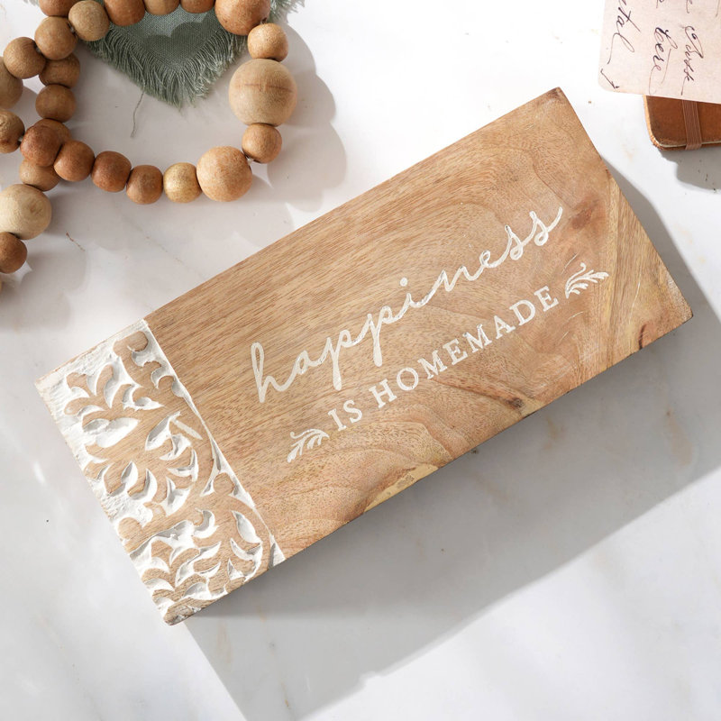 Décoration murale | Plaque murale «Happiness is Hom faits à la main» en bois | Décoration murale 10 po x 4,5 po x 1,5 po