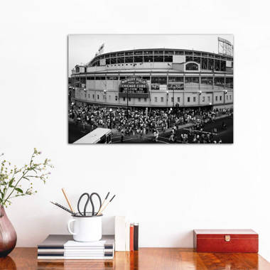 Spectators Standing in Front of A Football Stadium, Soldier Field, Chicago, Illinois | Large Solid-Faced Canvas Wall Art Print | Great Big Ca