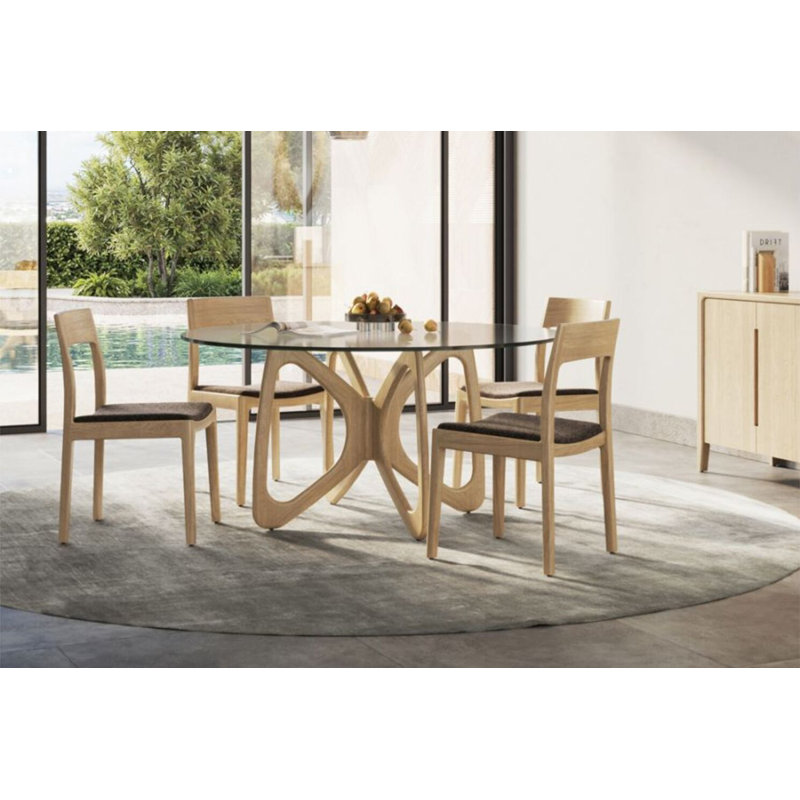 Butterfly Round Dining Table, 30"H x 48"L x 48"W, Natural Oak