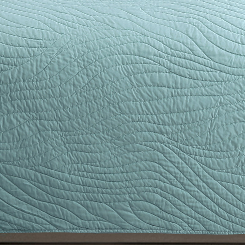 Ensemble de courtepointe en microfibre Calista, Courtepointe grand + 2 couvre-oreillers standard, Bleu mer