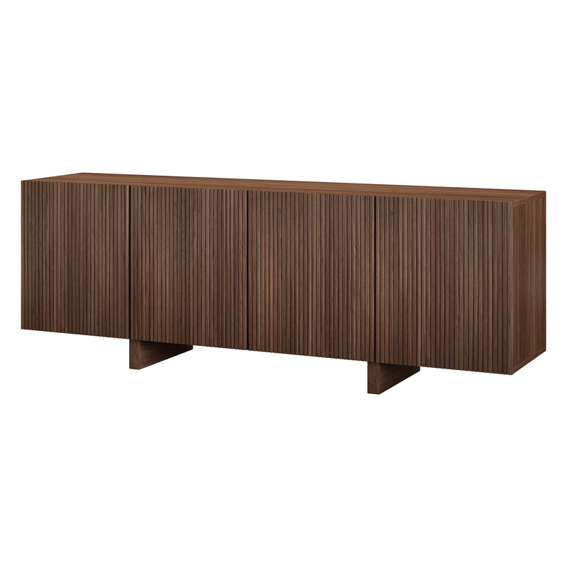 Harold Rectangular Fluted TV Stand for TV's up to 75" in Satin Walnut, Satin Walnut