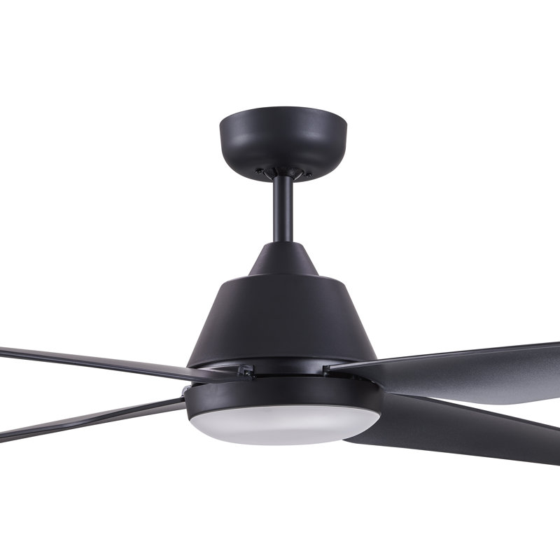 Aria 52in 4-Blades Indoor/Outdoor Ceiling Fan with Remote Control and Light, Black