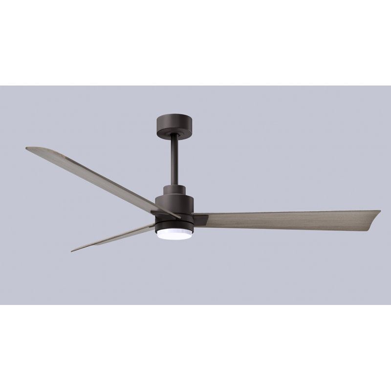 Alessandra - Three Blade Transitional Ceiling Fan -LED, Gray Ash Tone, Textured Bronze, 56"