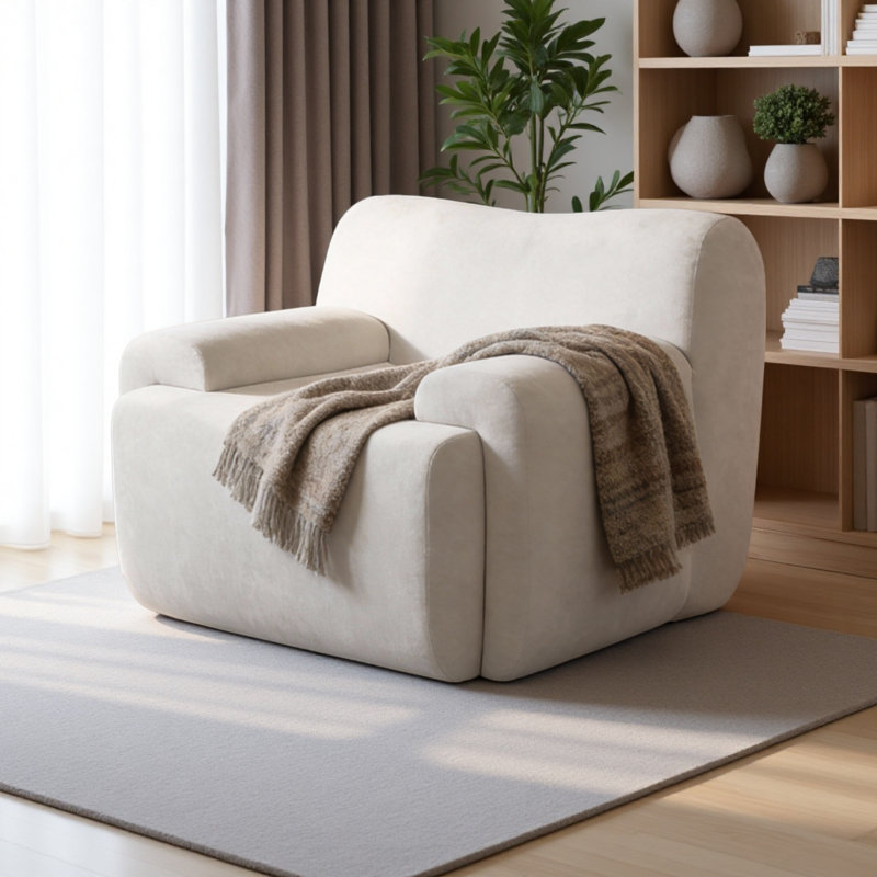 Fauteuil d'appoint large et surdimensionné rembourré, Beige