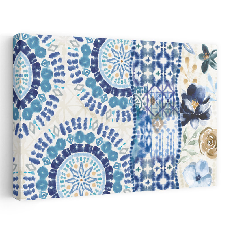Indigo Splash VI contemporain abstrait noir bleu Xs Batik, H 60 po x l 40 po