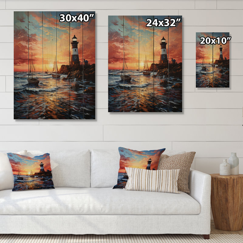Bord de bateau côtier à l'infini sur bois, H 20 po x l 10 po x P 0,78 po