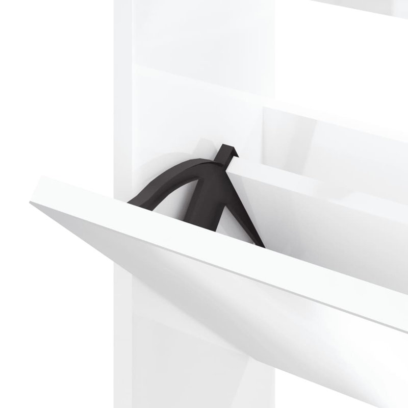 4 Pair Flip Down Shoe Storage, High-gloss white