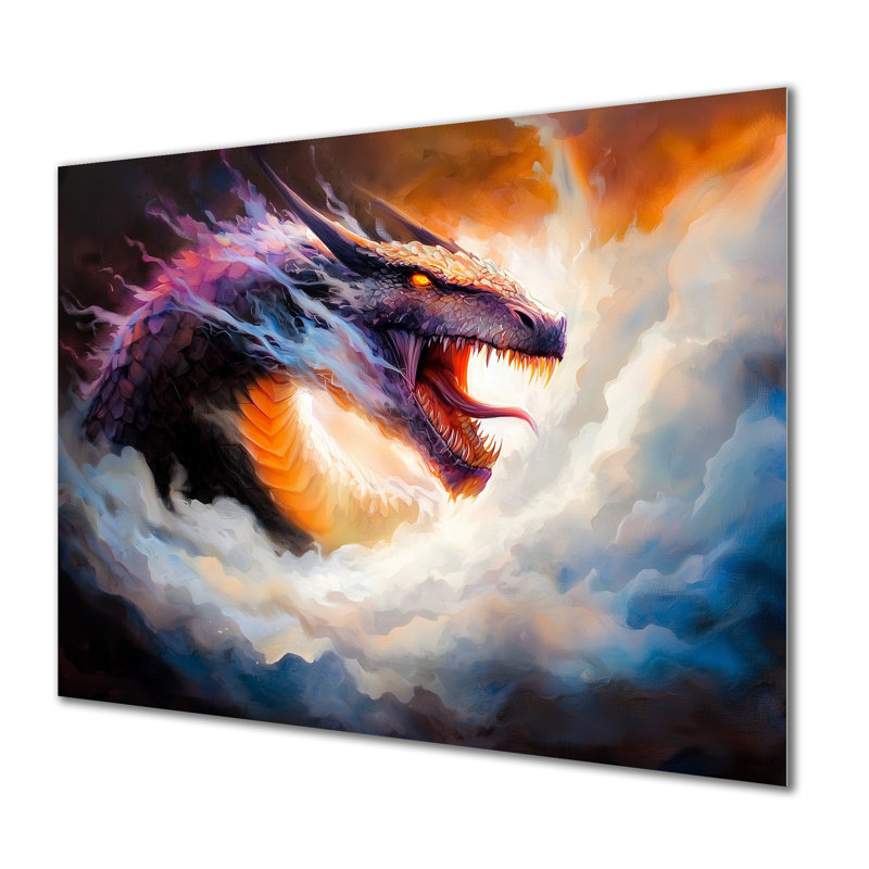 Dragon Fury, encre liquide Fight I - Dragons, décoration murale en métal, impression moderne sur métal, H 12 po x l 20 po