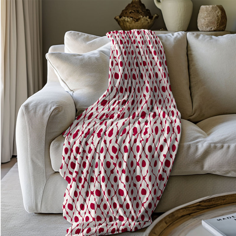 Polka Red Design - 1 pièce Sherpa Premium, L 60 po x L 80 po