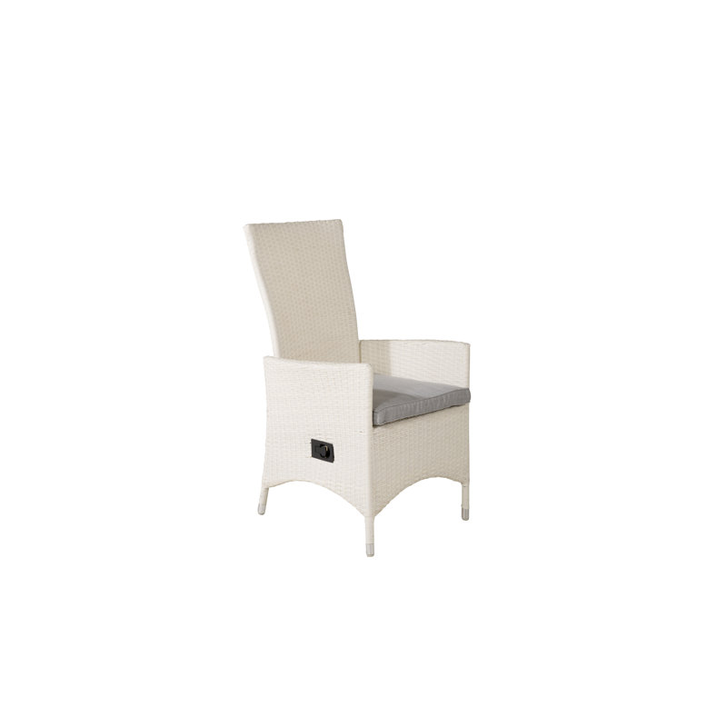 Mabton Patio Dining Armchair with Cushion, White